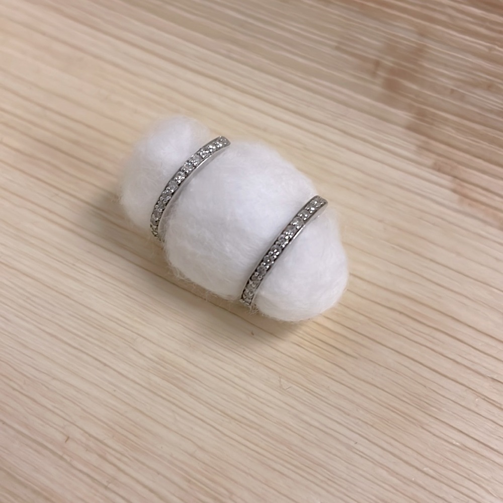 10k white gold hoops w/encrusted diamonds.